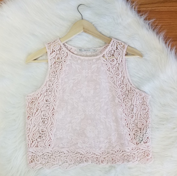 Zara Tops - Zara Trafaluc Lace Crochet Crop Top